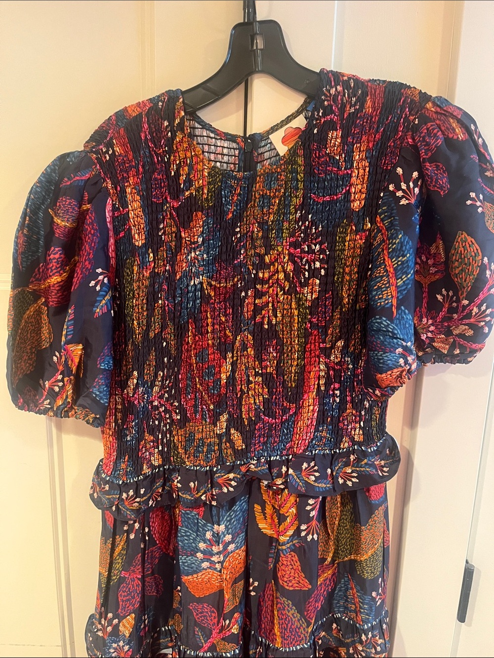 FARM Rio Navy Maxi Dress with Orange, Pink & Green Botanical Print - Picture 4 of 8